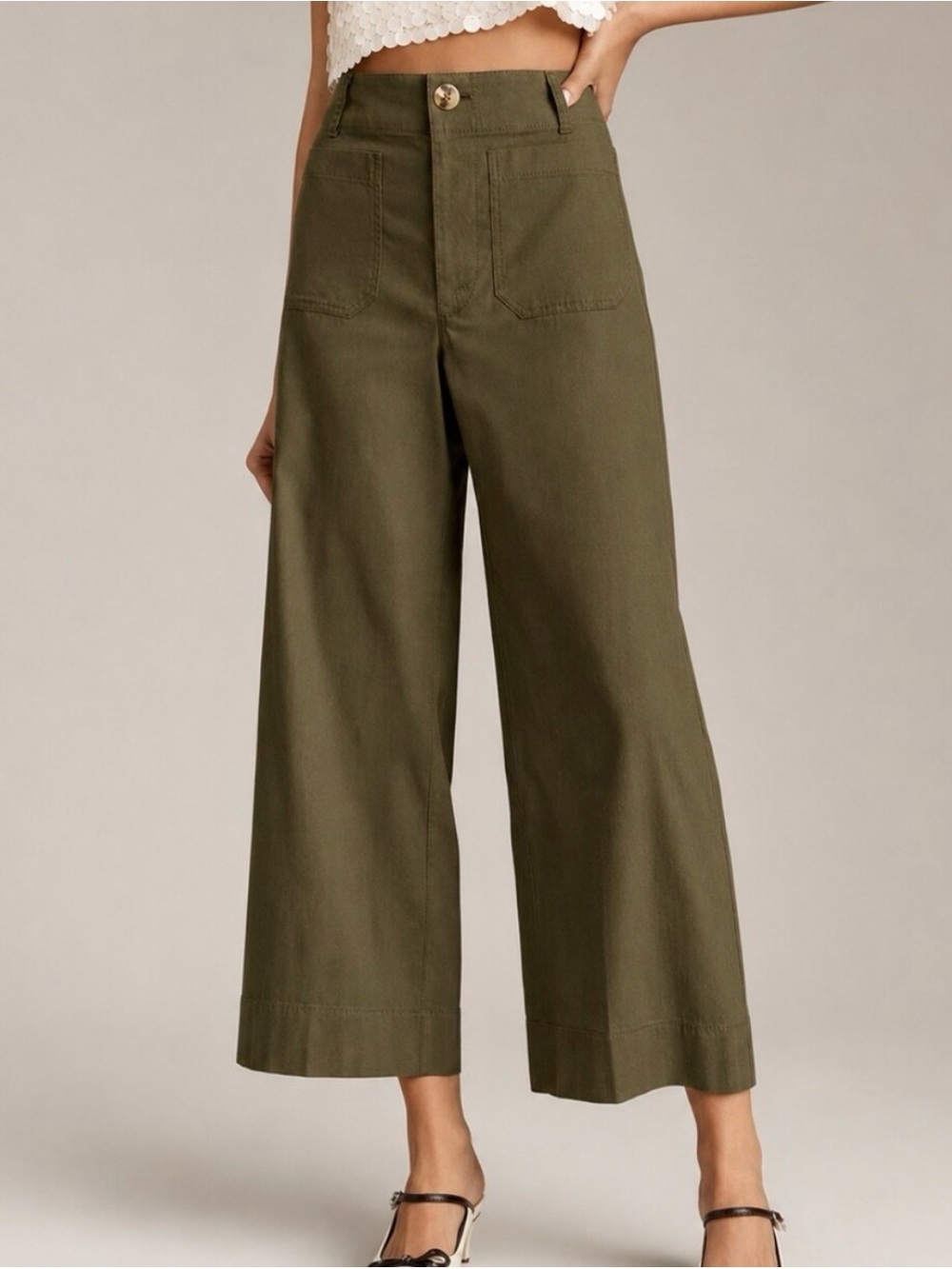 Anthropologie Colette Magic Fabric Cropped Pant in Green, 22W - Picture 3 of 4